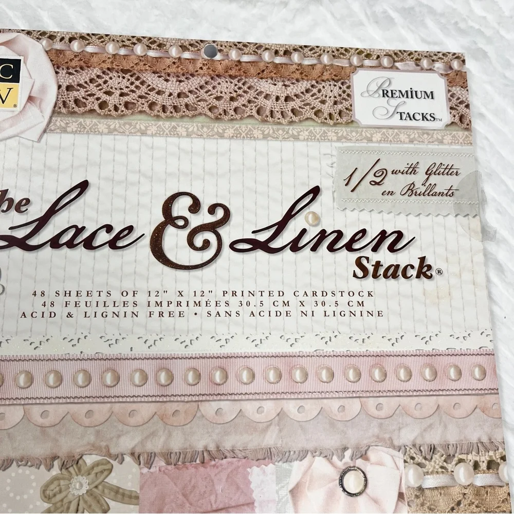 DCWV Die‎ Cuts with A View 12in x 12in cardstock Premium Paper Stack Lace Linen